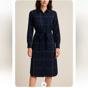 GAP Navy Plaid Shirt Dress Tie Waist – Size Small